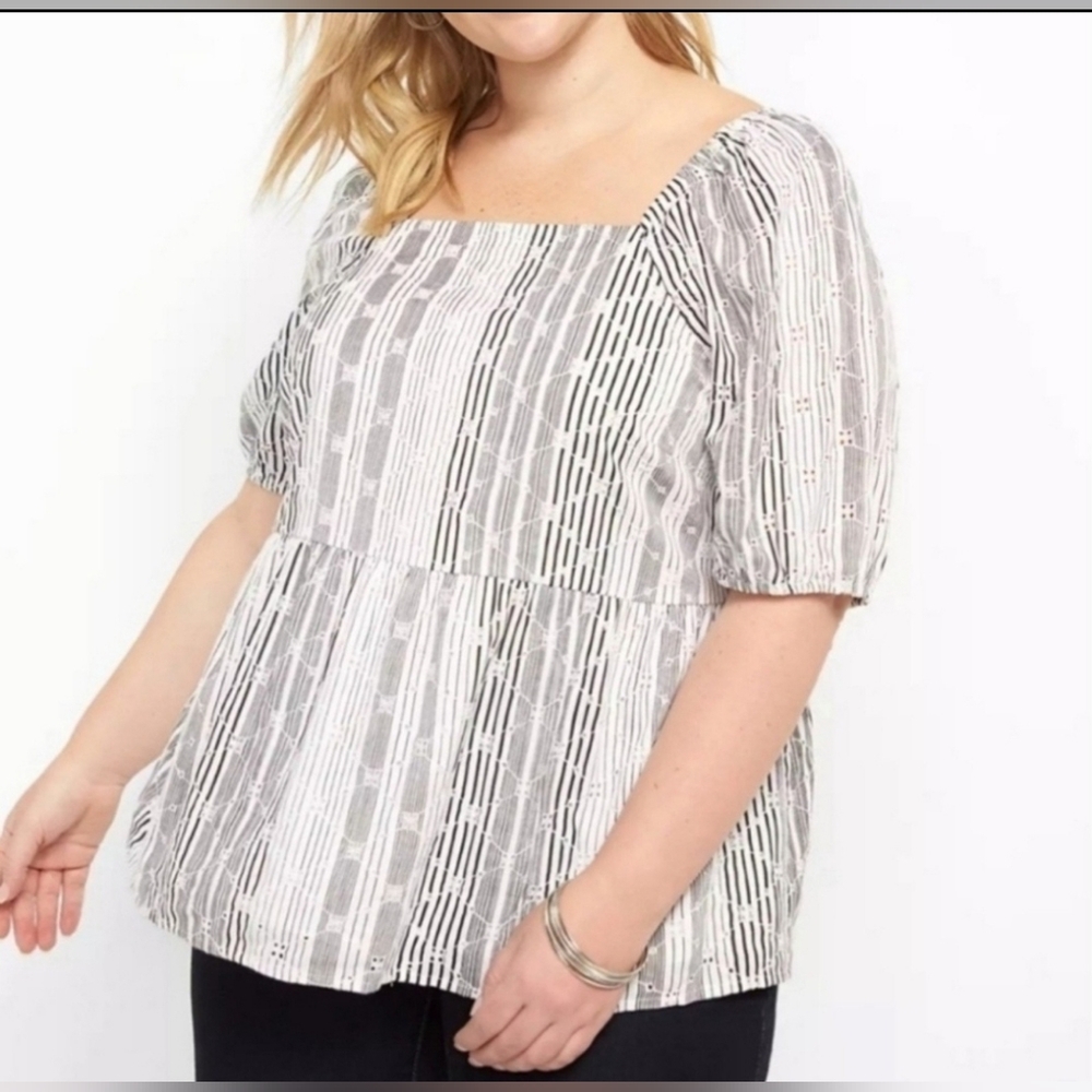 NWOT 28W Lane Bryant 100% Cotton Eyelet Blouse